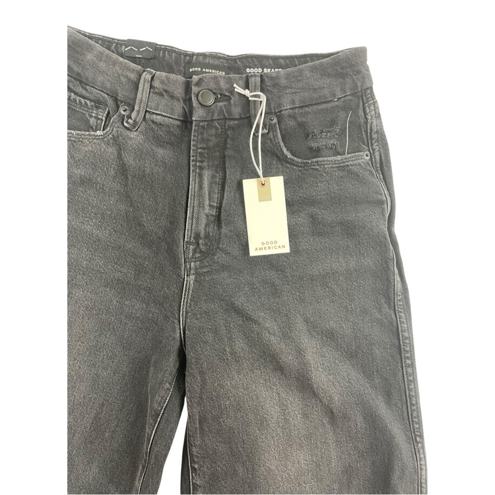 GOOD AMERICAN Good Skate Black High-Rise Cropped Loose Leg Wmn’s Size 2 / 26 NWT - Picture 3 of 7